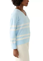 Women's Fine Gauge V-Neck Sweater Knit Top