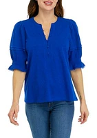 Women's Gauze Sleeve Mix Fabric Top