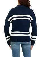 Women's Striped Johnny Collar Pullover