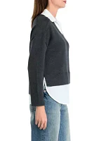 Petite V-Neck 2fer Sweater