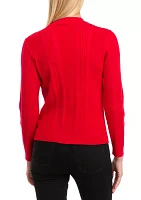 Petite Long Sleeve Ribbed Mock Neck Pullover