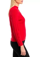 Petite Long Sleeve Ribbed Mock Neck Pullover