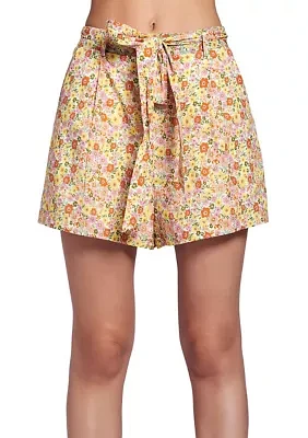 Women's Floral Belted Shorts