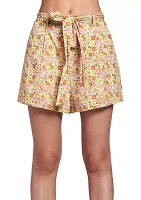 Women's Floral Belted Shorts