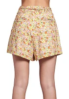 Women's Floral Belted Shorts