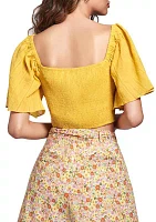 Women's Flutter Sleeve Lace-Up Front Top