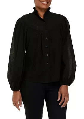 Women's Clip Dot Peasant Top