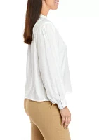 Women's Smocked Satin Woven Shirt