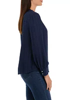 Women's Button Front Blouse with Ruffles