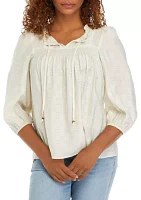 Women's 3/4 Sleeve Airflow Smock Peasant Top