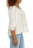 Women's 3/4 Sleeve Airflow Smock Peasant Top