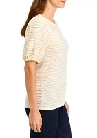 Women's Short Sleeve Bow Back Textured Knit Top