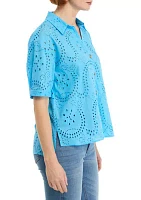 Women's Eyele Button Front Top