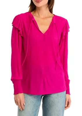 Women's Ruffle Shoulder Top