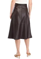 Women's Belted Vegan Leather Midi Dress