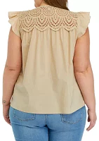 Plus Tassel Neck Top