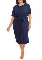 Plus Elbow Pleated Dress