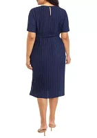 Plus Elbow Pleated Dress