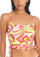 Neon Swirl Cropped Bralette Swim Top