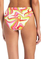 Neon Swirl Side Tie Hipster Swim Bottoms