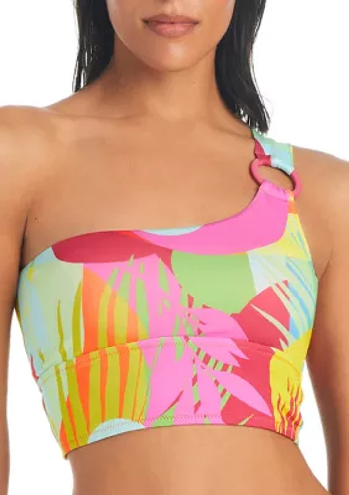 Palm Hottie One Shoulder Swim Crop Top