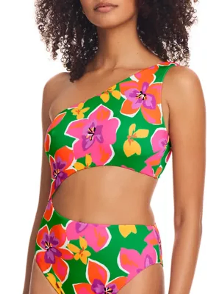 Super Bloom One Shoulder Piece Swimsuit