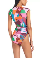 Tropic Mood Cap Sleeve One Piece Swimsuit