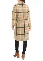 Women's Long Sleeve Plaid Mink Coatigan