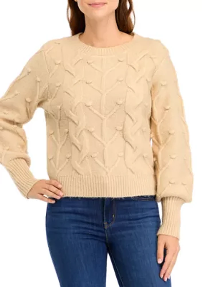 Women's Textured Bubble Sleeve Sweater