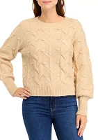 Women's Textured Bubble Sleeve Sweater