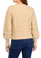 Women's Textured Bubble Sleeve Sweater