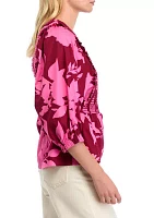 Women's 3/4 Sleeve Floral Smock Top