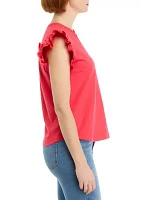 Women's V-Neck Flutter Sleeve Knit Top