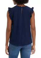 Women's Solid Flutter Sleeve Top