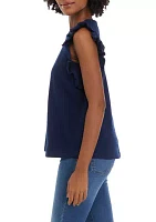 Women's Solid Flutter Sleeve Top