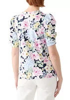 Women's Puff Sleeve Floral Top