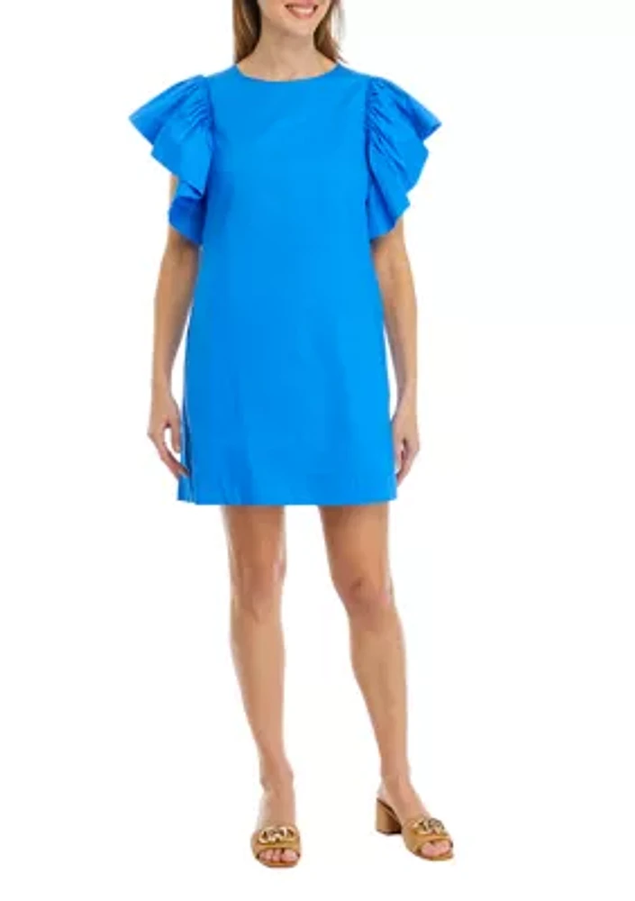 Women's Solid Flutter Sleeve Dress