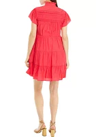 Women's Flutter Sleeve Pintuck Dress