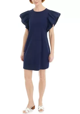 Women's Flutter Sleeve Ponte Dress