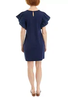 Women's Flutter Sleeve Ponte Dress