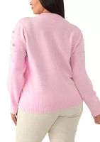 Plus Pearl Embellished Pullover Sweater