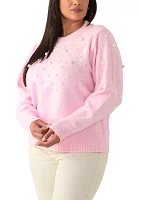 Plus Pearl Embellished Pullover Sweater