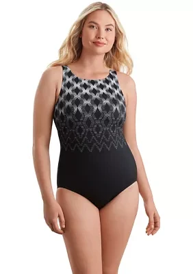 Wave Power High Neck Tank One Piece Swimsuit