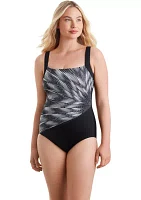 Nightparty Square Neck Illusion Tank One Piece Swimsuit