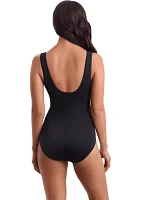 Glazed Skin Scoopneck Zipper Tank One Piece Swimsuit