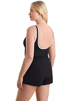 Shirred Zipper Runaround One Piece Swimsuit