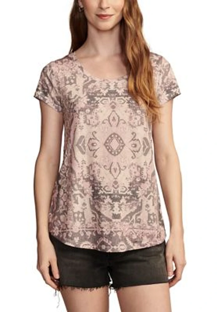 Printed Scoop Neck T-Shirt