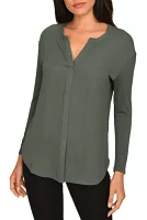 Split Neck Casual Top