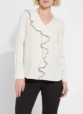 Marianne V Neck Ruffle Blouse