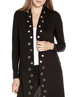 Long Sleeve Grommet-Trim Cardigan